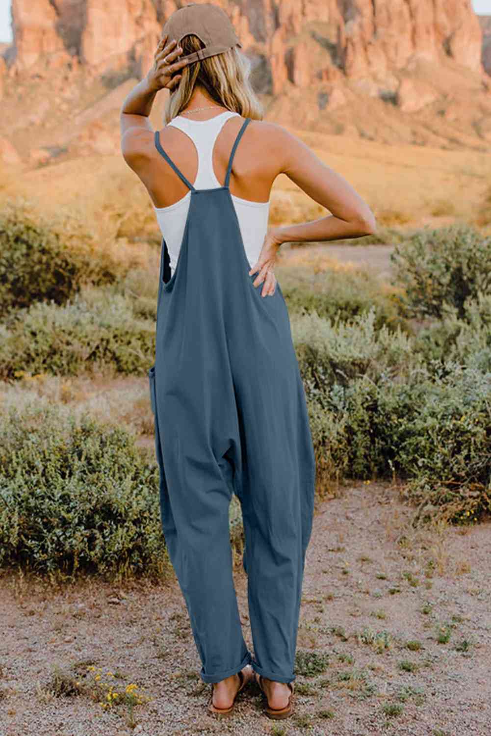 Double Take V-Neck Sleeveless Jumpsuit with Pocket | Now or Never?
