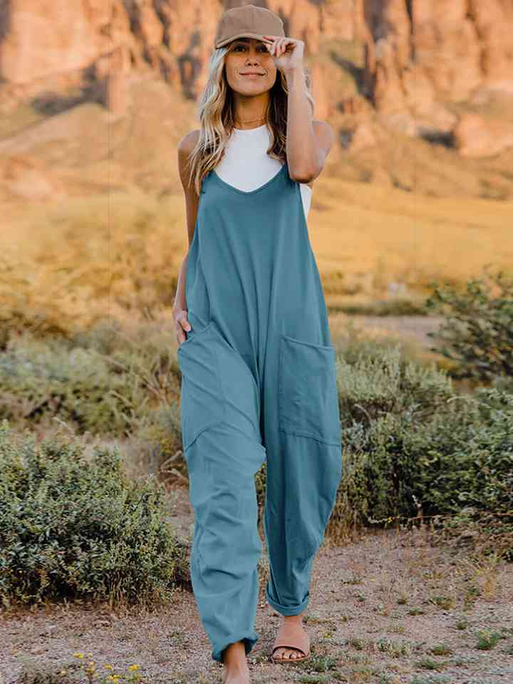 Double Take V-Neck Sleeveless Jumpsuit with Pocket | Now or Never?