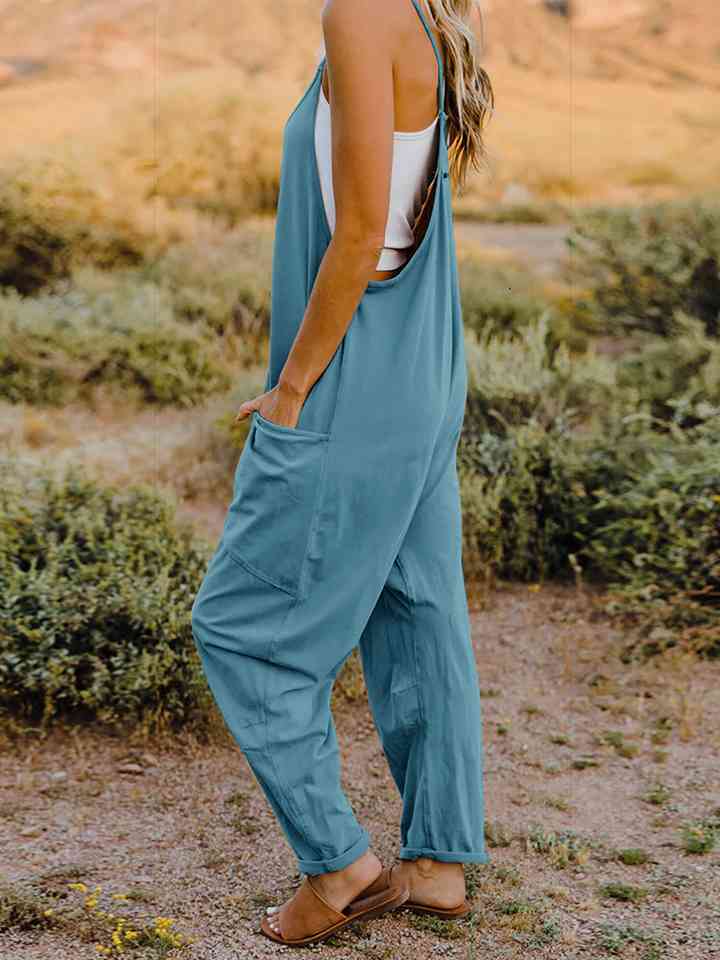 Double Take V-Neck Sleeveless Jumpsuit with Pocket | Now or Never?