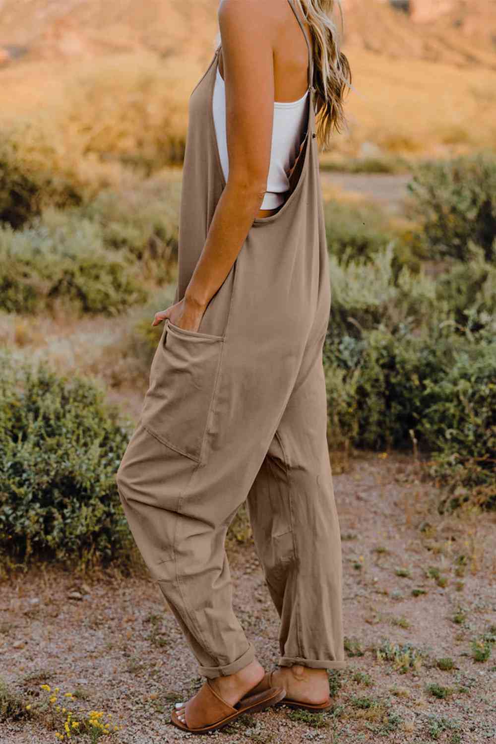 Double Take V-Neck Sleeveless Jumpsuit with Pocket | Now or Never?