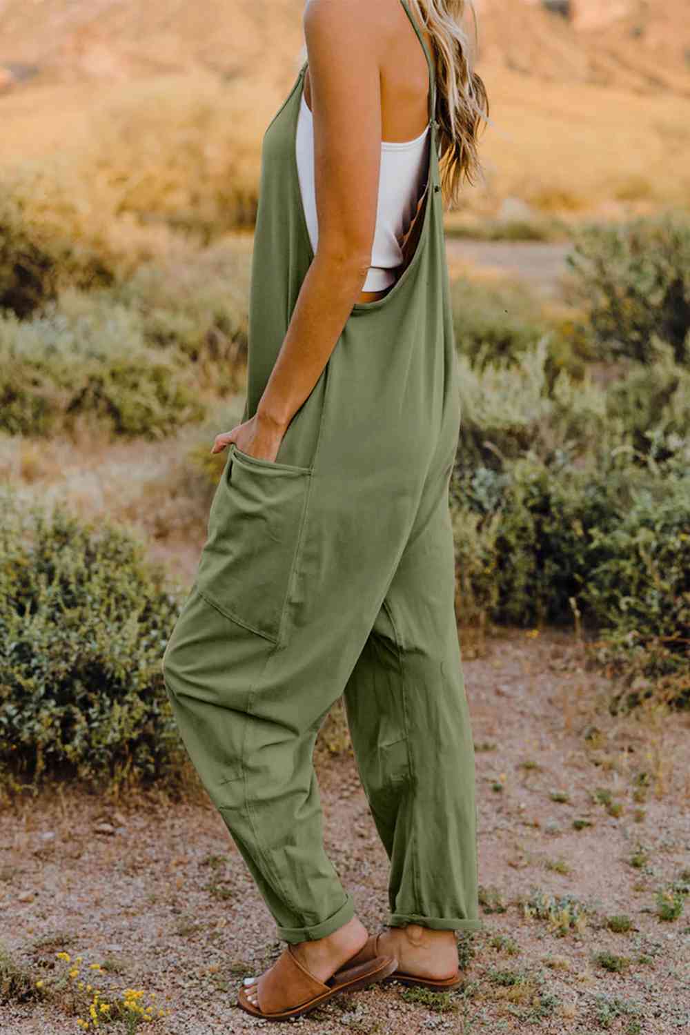 Double Take V-Neck Sleeveless Jumpsuit with Pocket | Now or Never?