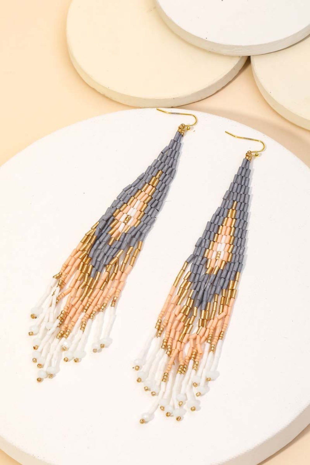 Fame Seed Beaded Fringe Drop Earrings - Bold and Bohemian Jewelry