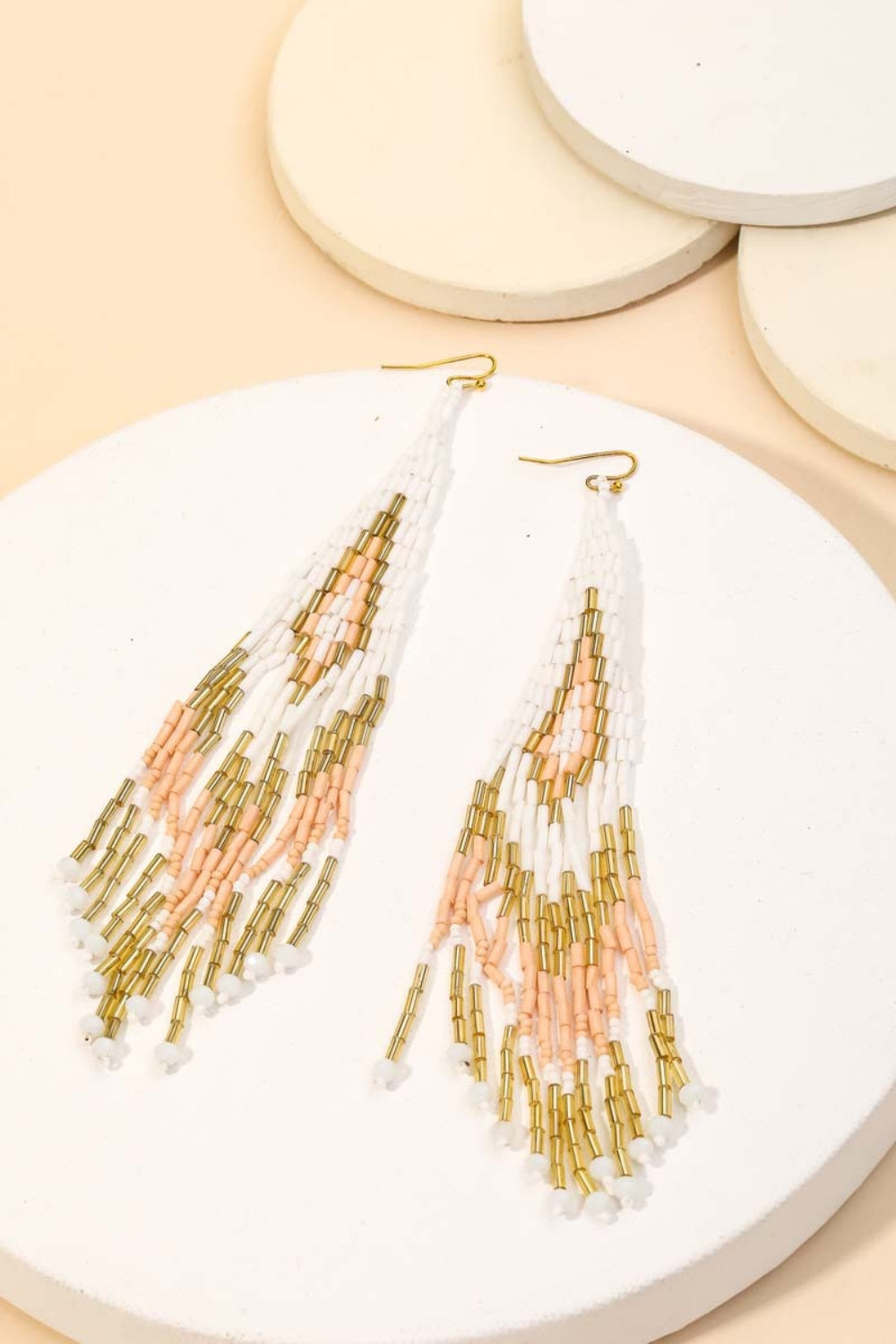 Fame Seed Beaded Fringe Drop Earrings - Bold and Bohemian Jewelry