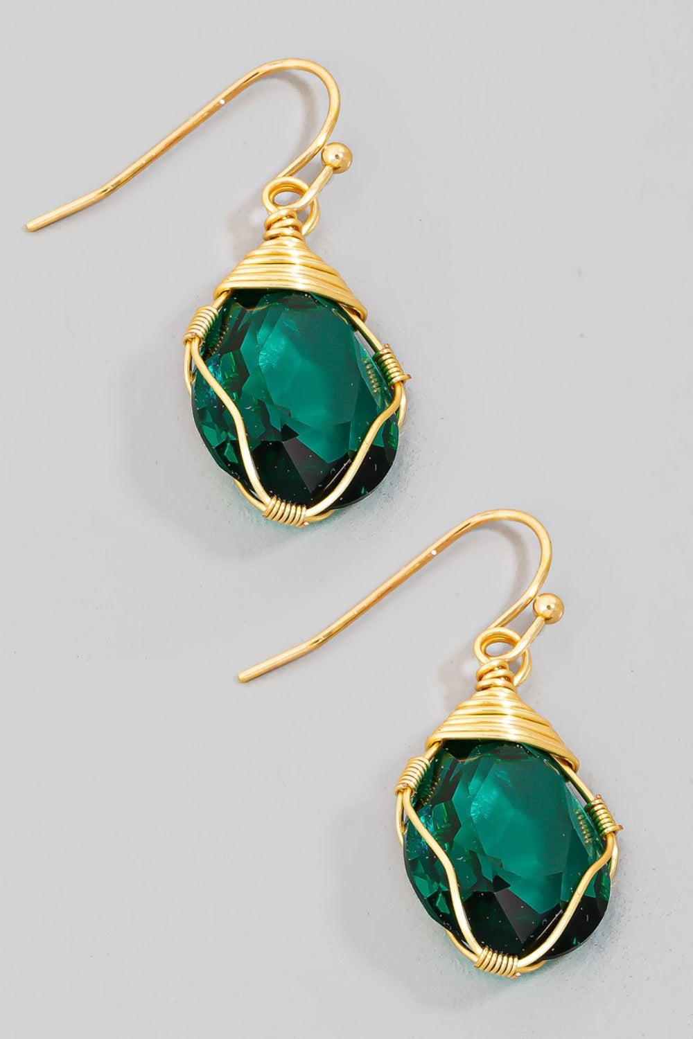 Fame Wire Wrapped Glass Gem Dangle Earrings – Elegant Jewelry