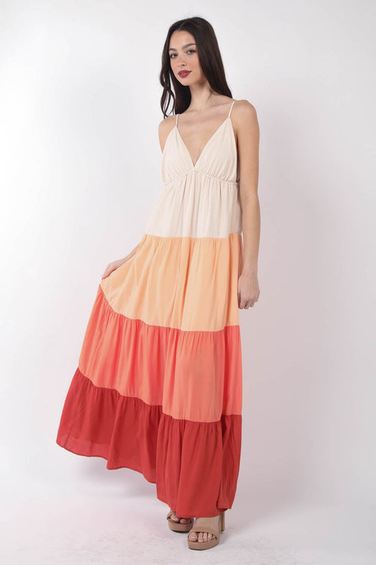 VERY J Color Block Tiered Maxi Cami Dress | shop now!