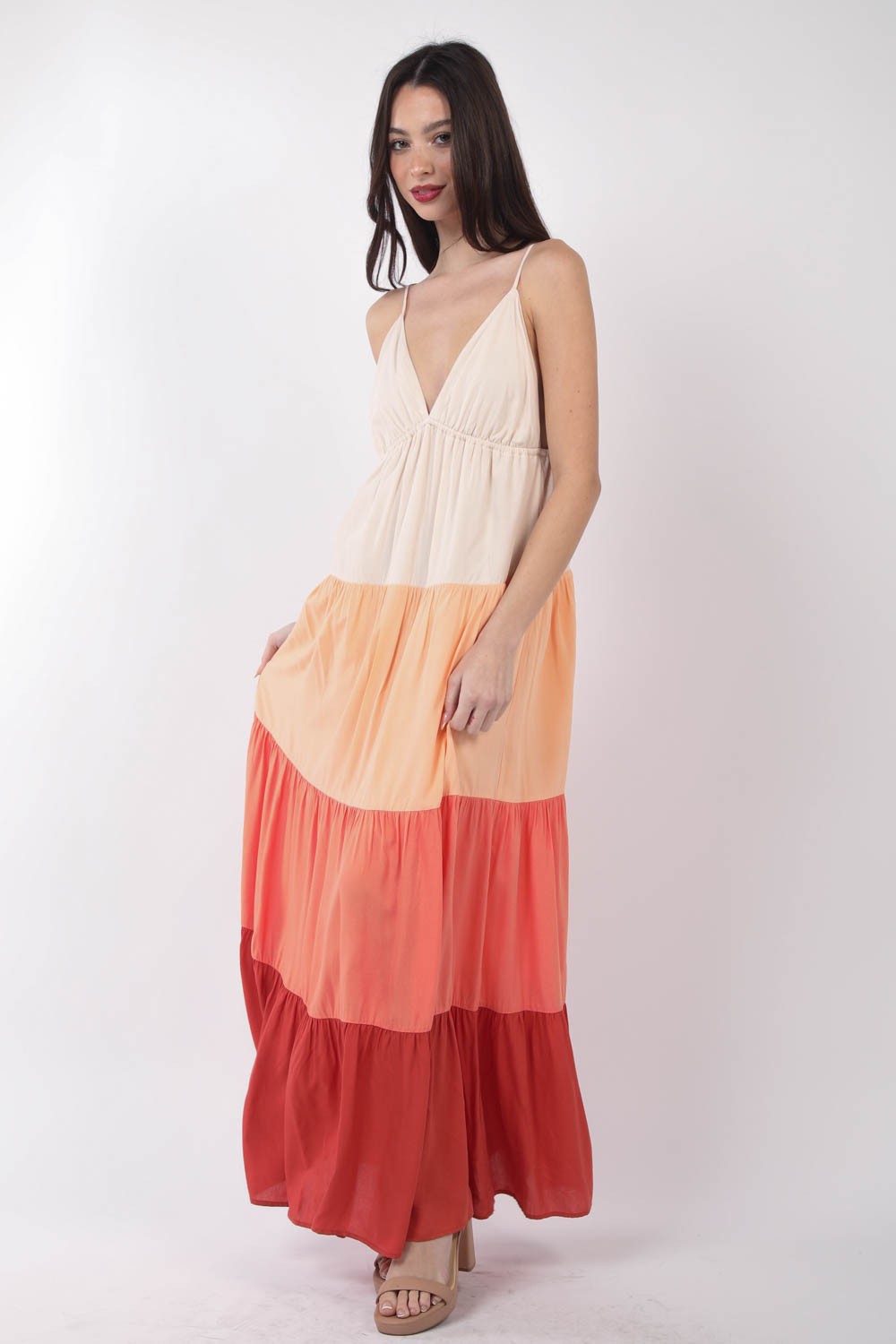 VERY J Color Block Tiered Maxi Cami Dress | shop now!