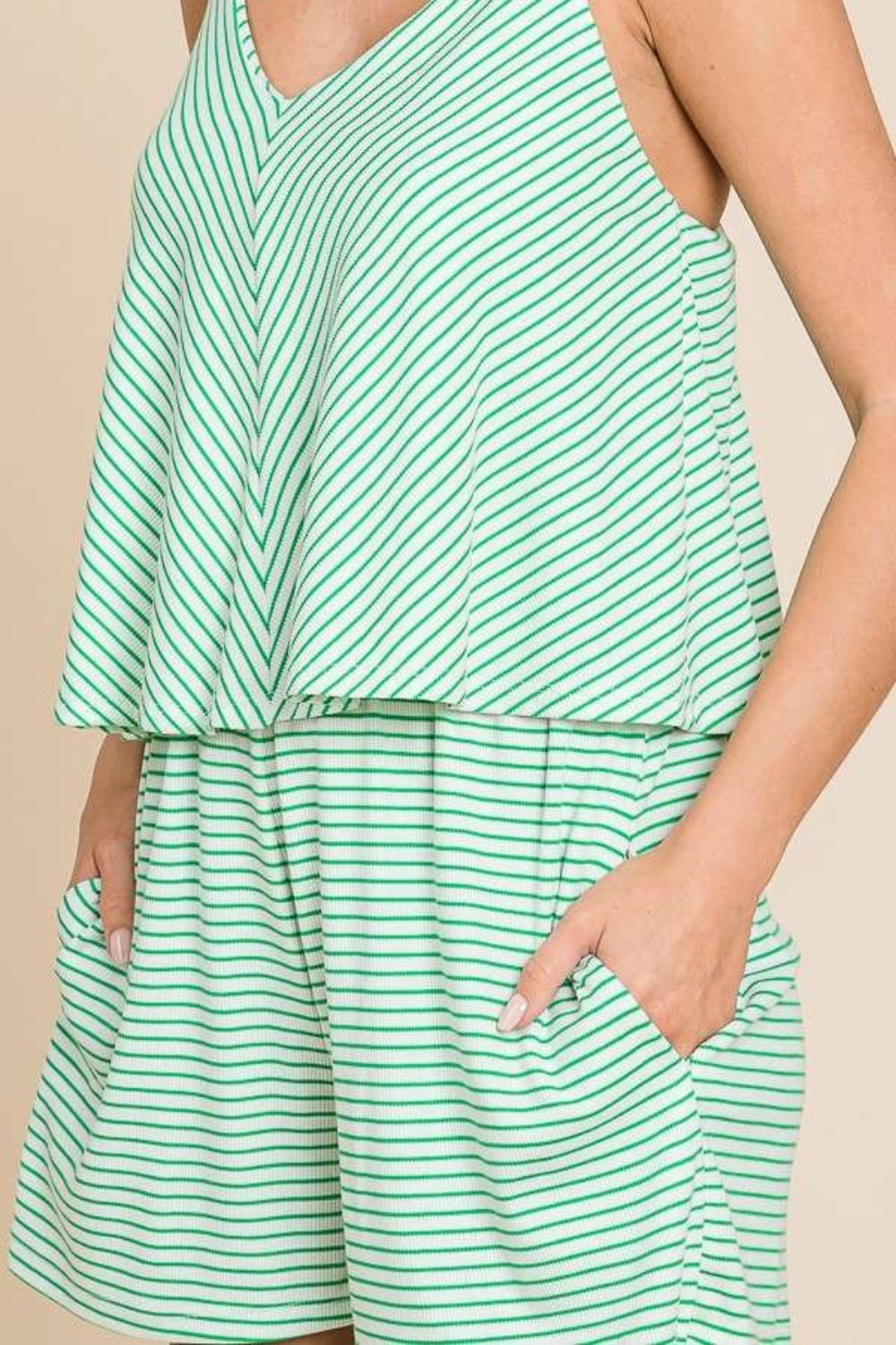 Culture Code Full Size Double Flare Striped Romper | Order Now!