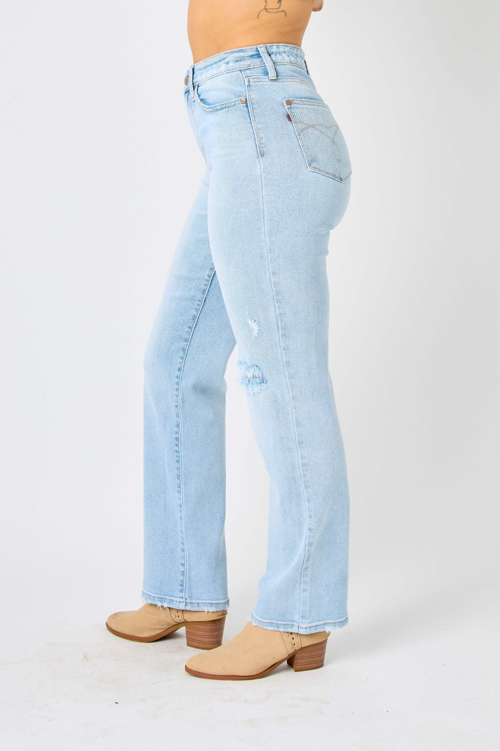 Judy Blue High Waist Distressed Straight Jeans - Classic and Edgy