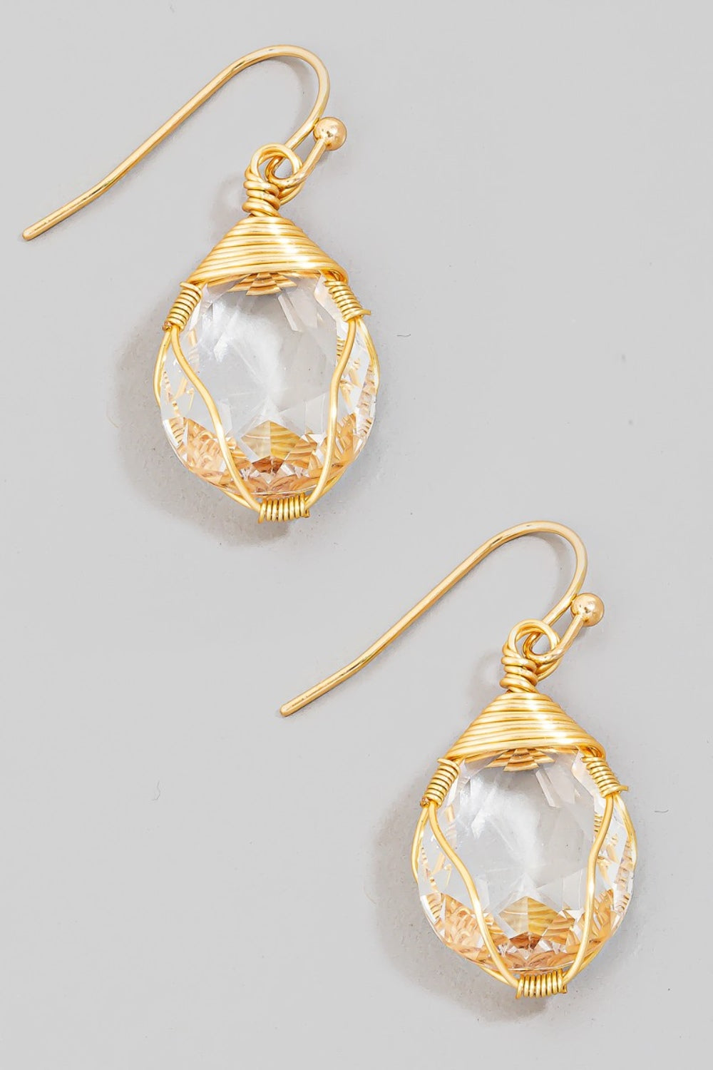 Fame Wire Wrapped Glass Gem Dangle Earrings – Elegant Jewelry