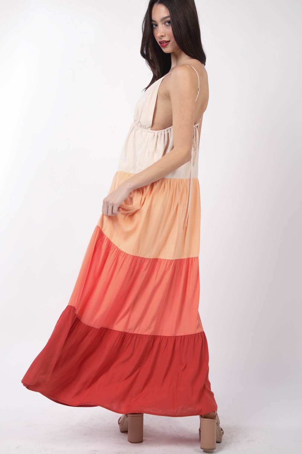 VERY J Color Block Tiered Maxi Cami Dress | shop now!