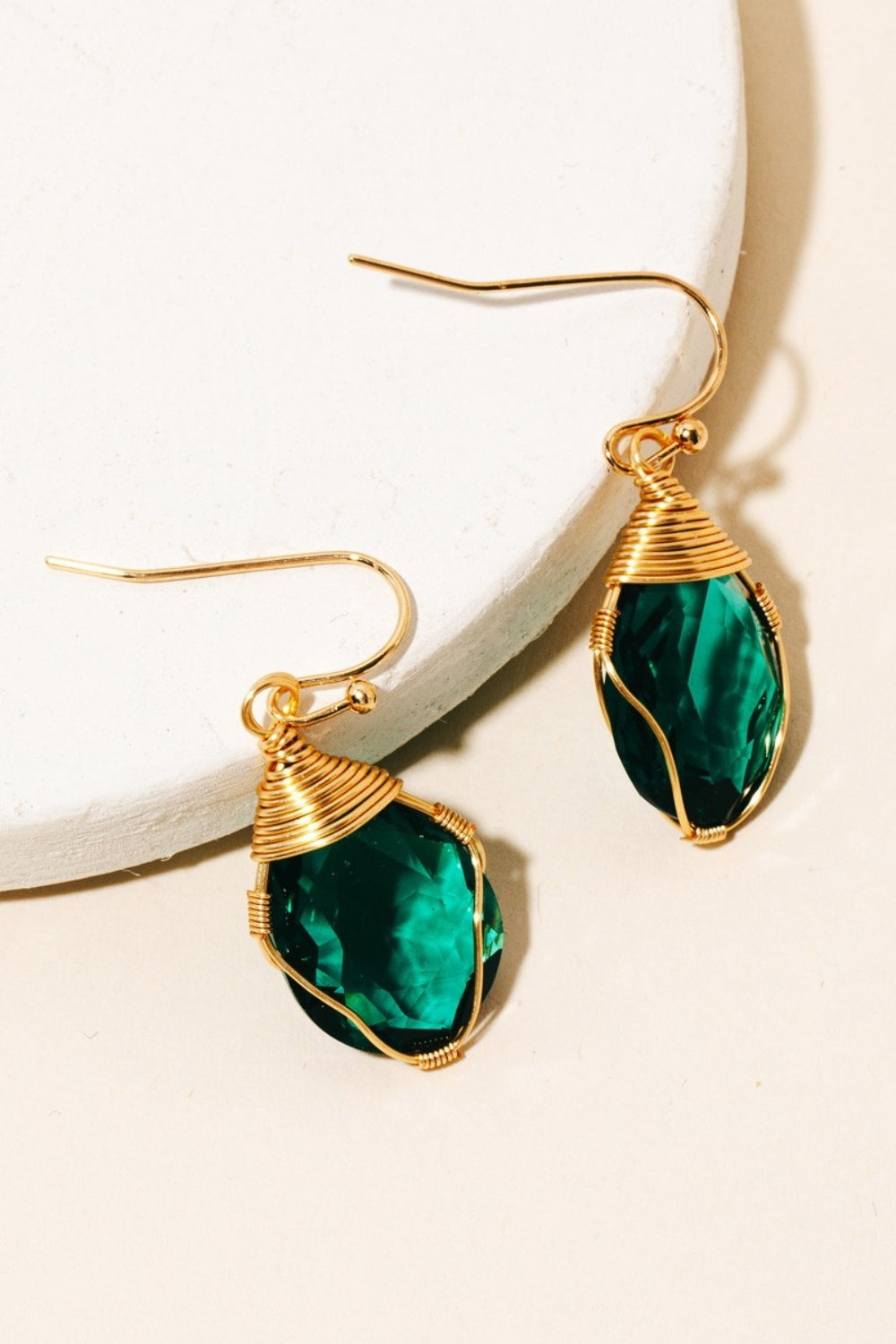 Fame Wire Wrapped Glass Gem Dangle Earrings – Elegant Jewelry