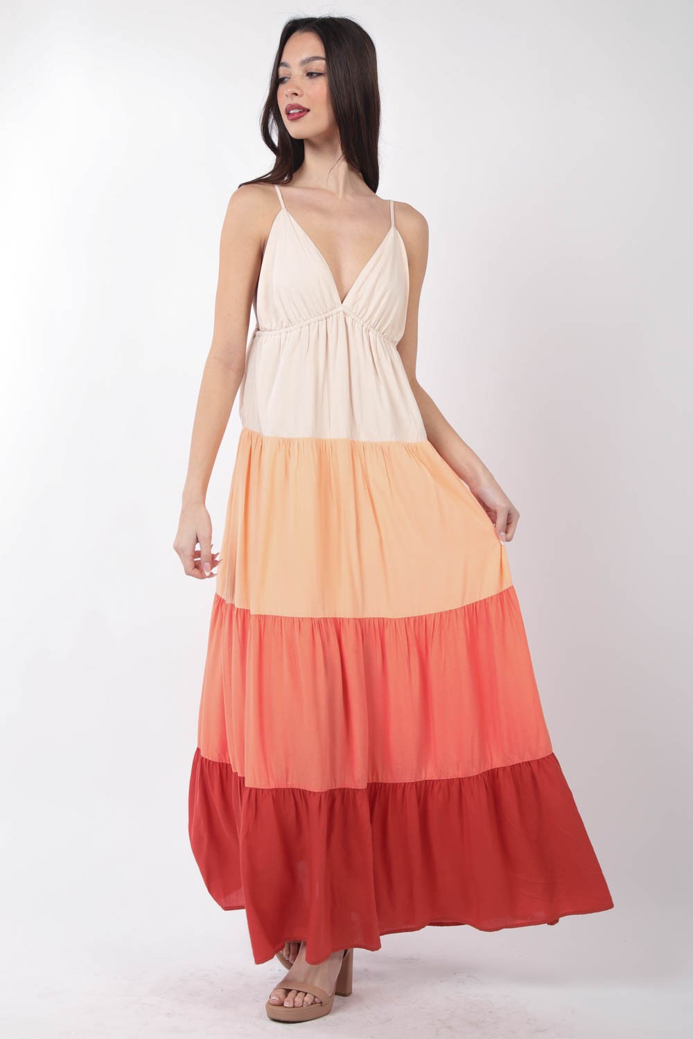 VERY J Color Block Tiered Maxi Cami Dress | shop now!