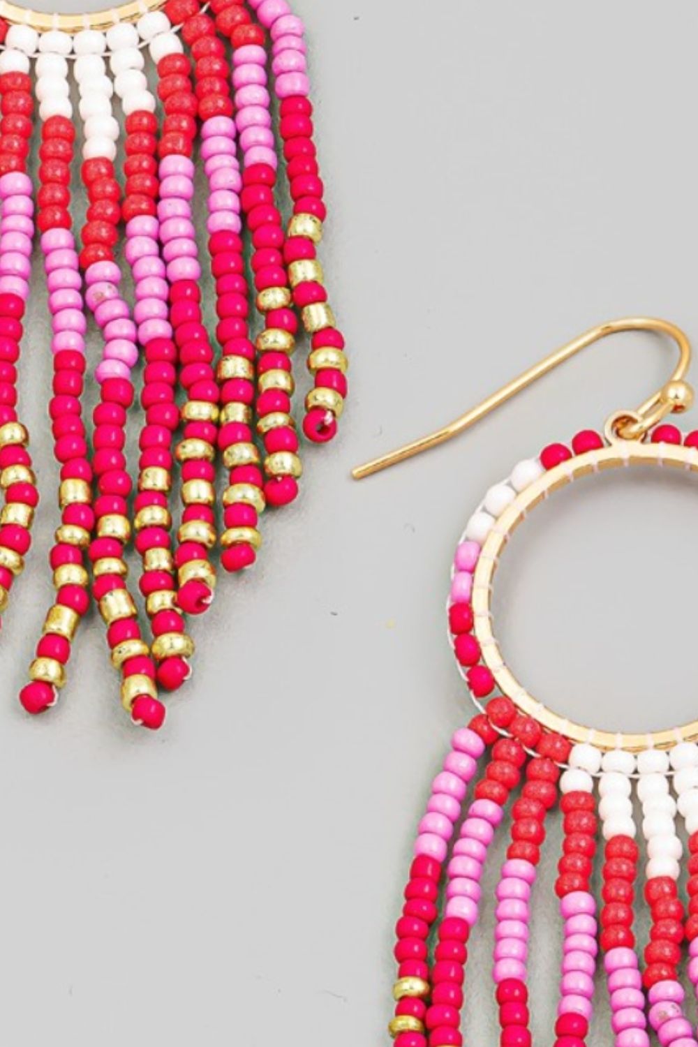 Fame Circle Cutout Seed Beaded Fringe Earrings | Amazing Collections