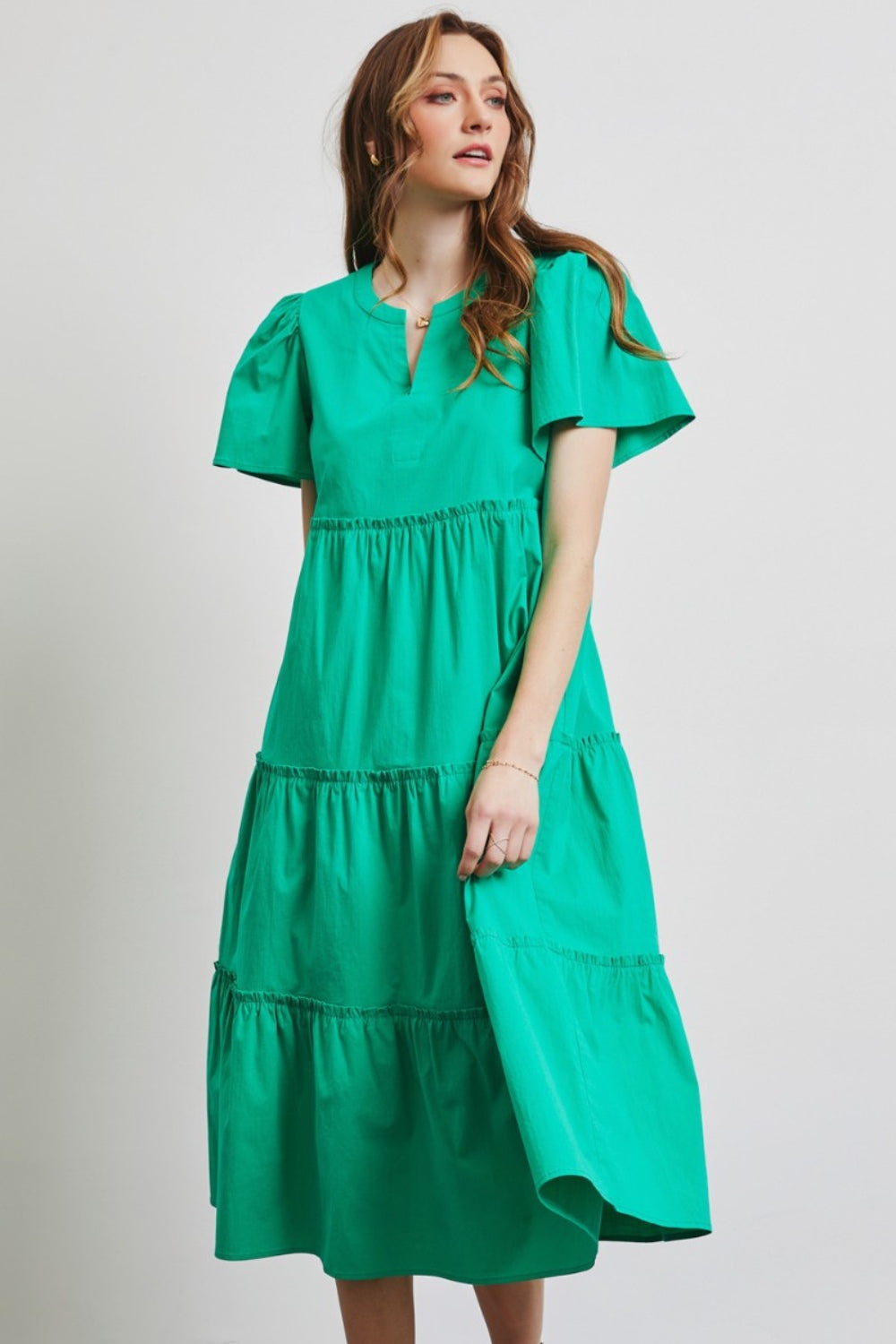 Cotton Poplin Ruffled Tiered Mini Dress - Perfect for Warm Days