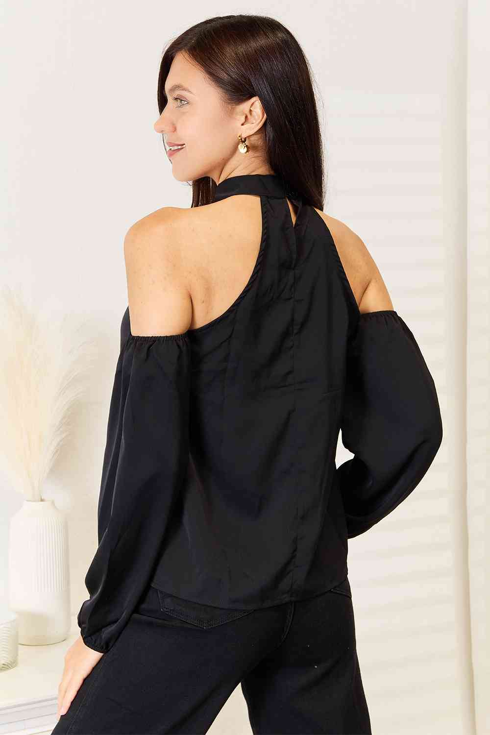 Grecian Cold Shoulder Long Sleeve Blouse | Shop Now!