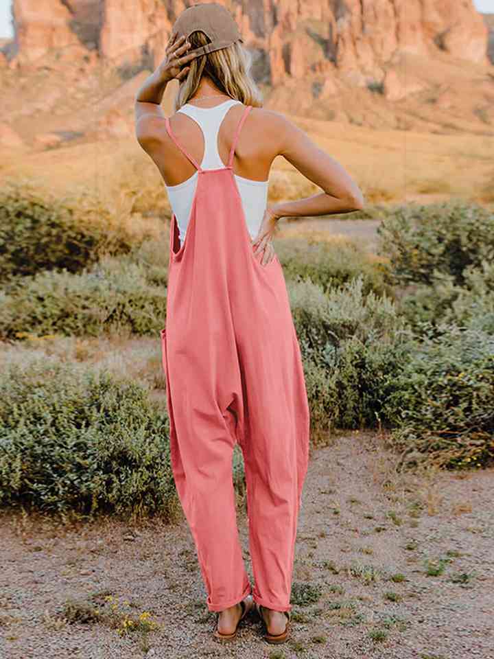 Double Take Full Size Sleeveless V-Neck Pocketed Jumpsuit | Shop Now!