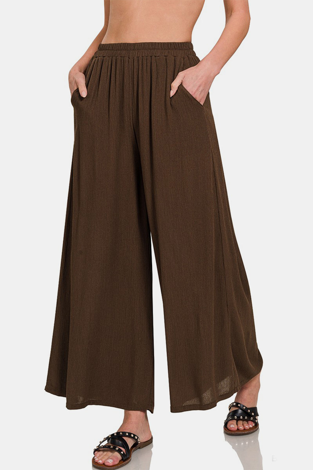 Zenana Pocketed Wide Leg Pants - Woven Fabric for Effortless Style