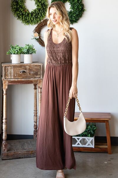 First Love Tie Back Sleeveless Slit Wide Leg Jumpsuit | For Summer