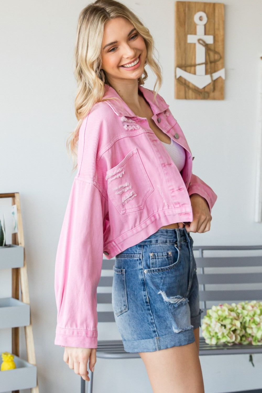 Veveret Distressed Denim Jacket with Fringe - Bold & Stylish