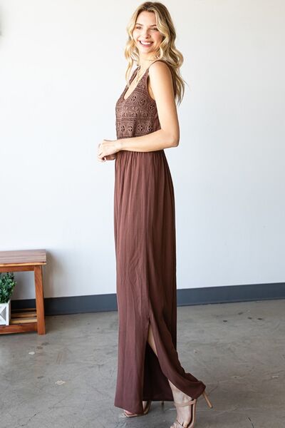 First Love Tie Back Sleeveless Slit Wide Leg Jumpsuit | For Summer