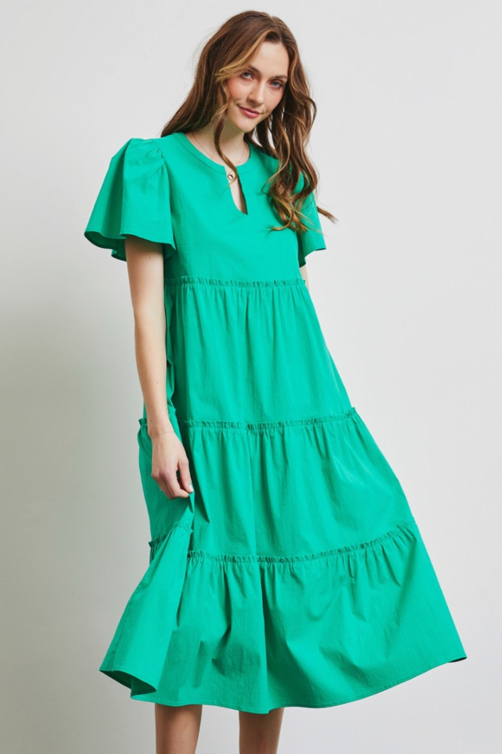 Cotton Poplin Ruffled Tiered Mini Dress - Perfect for Warm Days