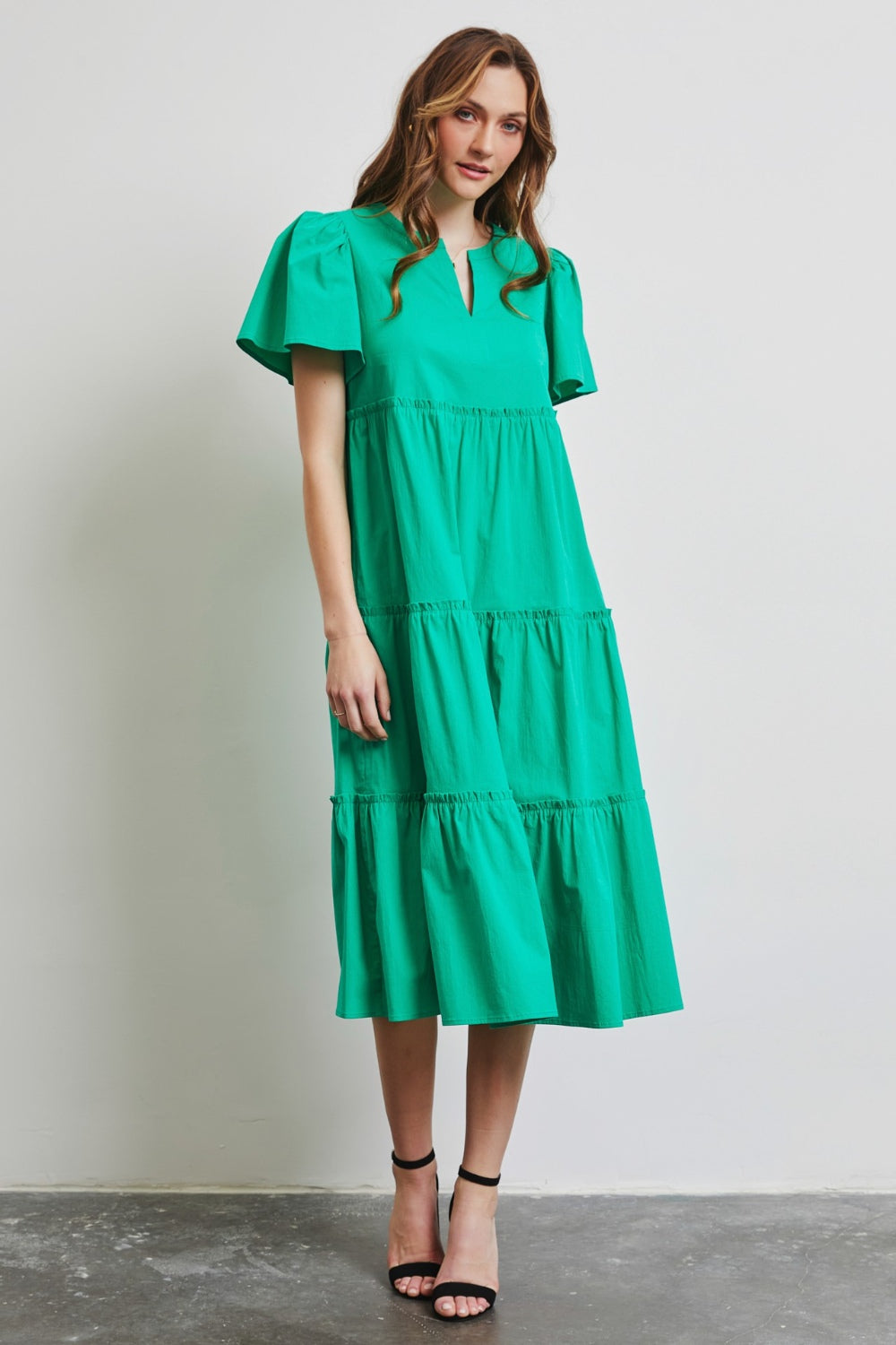 Cotton Poplin Ruffled Tiered Mini Dress - Perfect for Warm Days