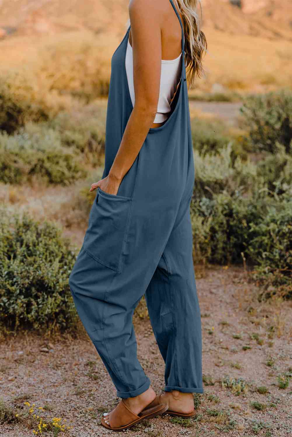 Double Take  V-Neck Sleeveless Jumpsuit with Pocket | Now or Never?