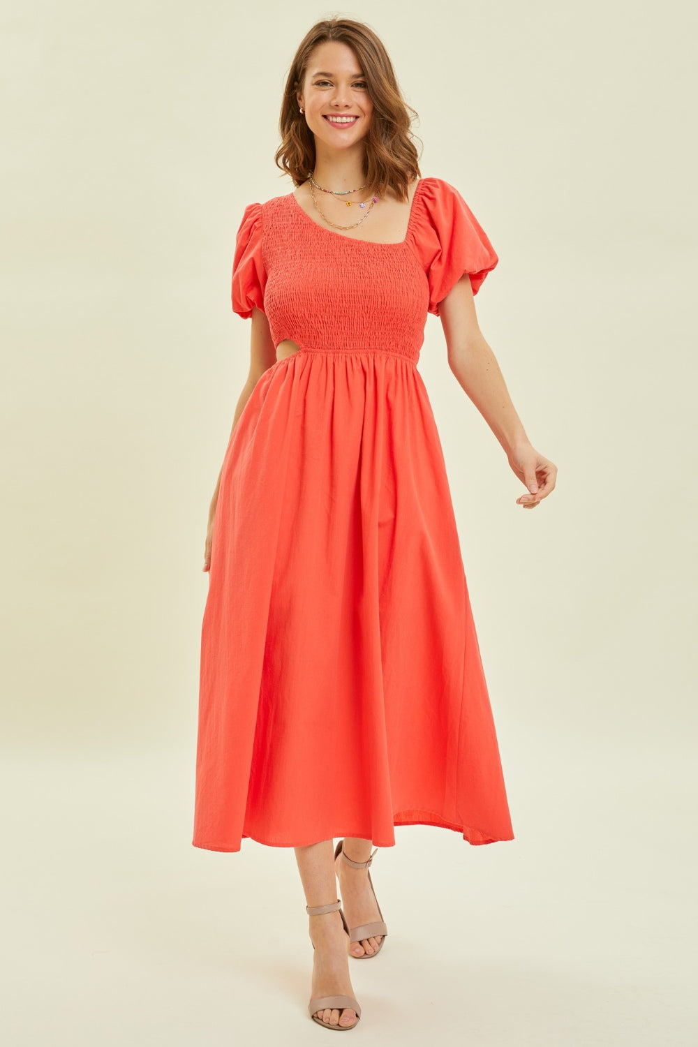 HEYSON Smocked Cutout Midi Dress - Perfect for a Night Out