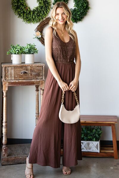 First Love Tie Back Sleeveless Slit Wide Leg Jumpsuit | For Summer