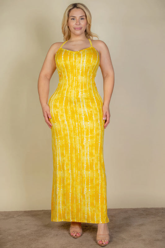 Plus Size Tie Dye Printed Cami Bodycon Maxi Dress - Bold and Flattering