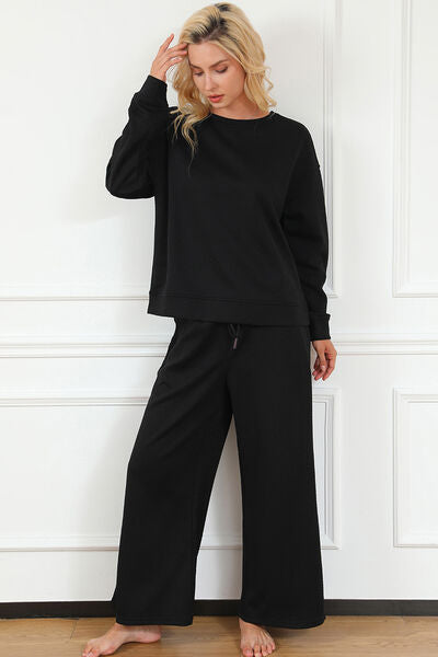 Long Sleeve Top and Drawstring Pants Set | Shop Now!