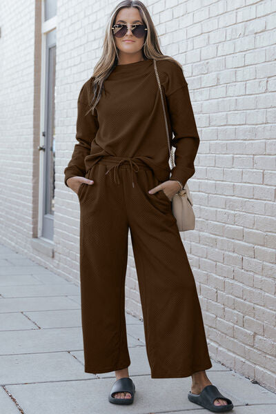 Long Sleeve Top and Drawstring Pants Set | Shop Now!