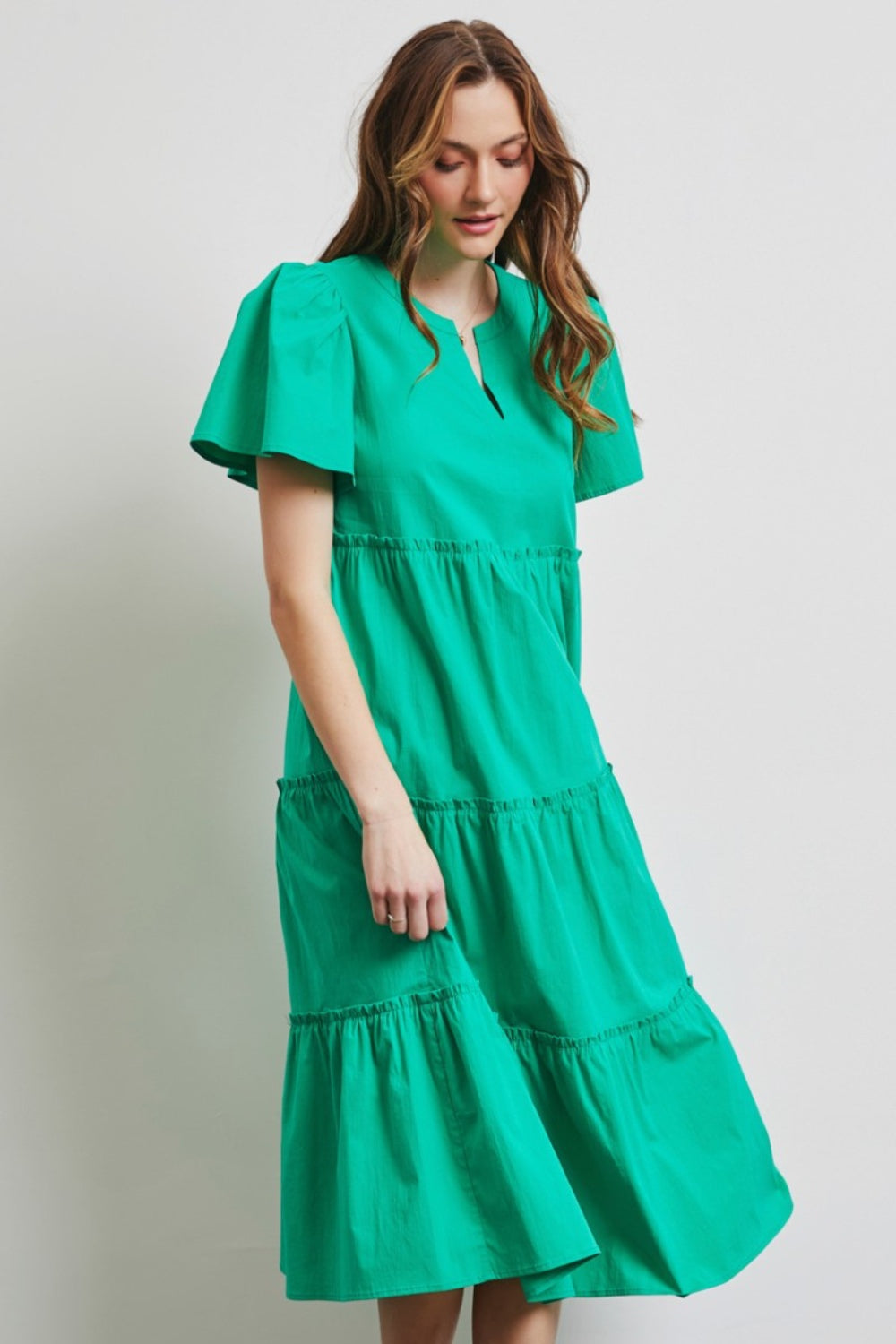 Cotton Poplin Ruffled Tiered Mini Dress - Perfect for Warm Days