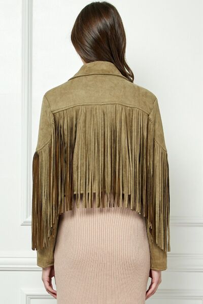 Fringe Fashion: Veveret Suede Moto Jacket with Long Sleeves