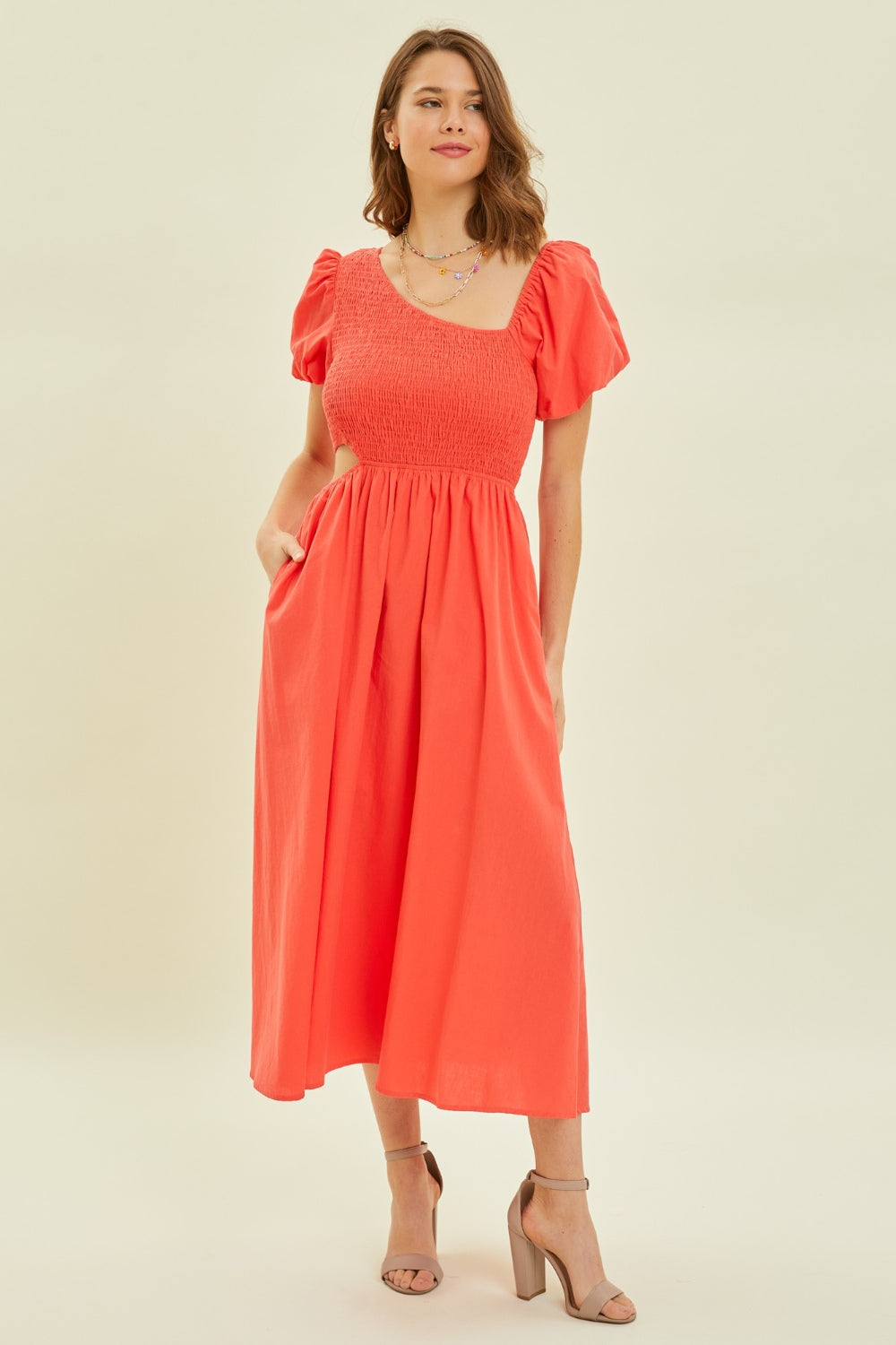 HEYSON Smocked Cutout Midi Dress - Perfect for a Night Out