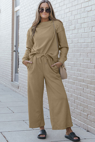 Long Sleeve Top and Drawstring Pants Set | Shop Now!