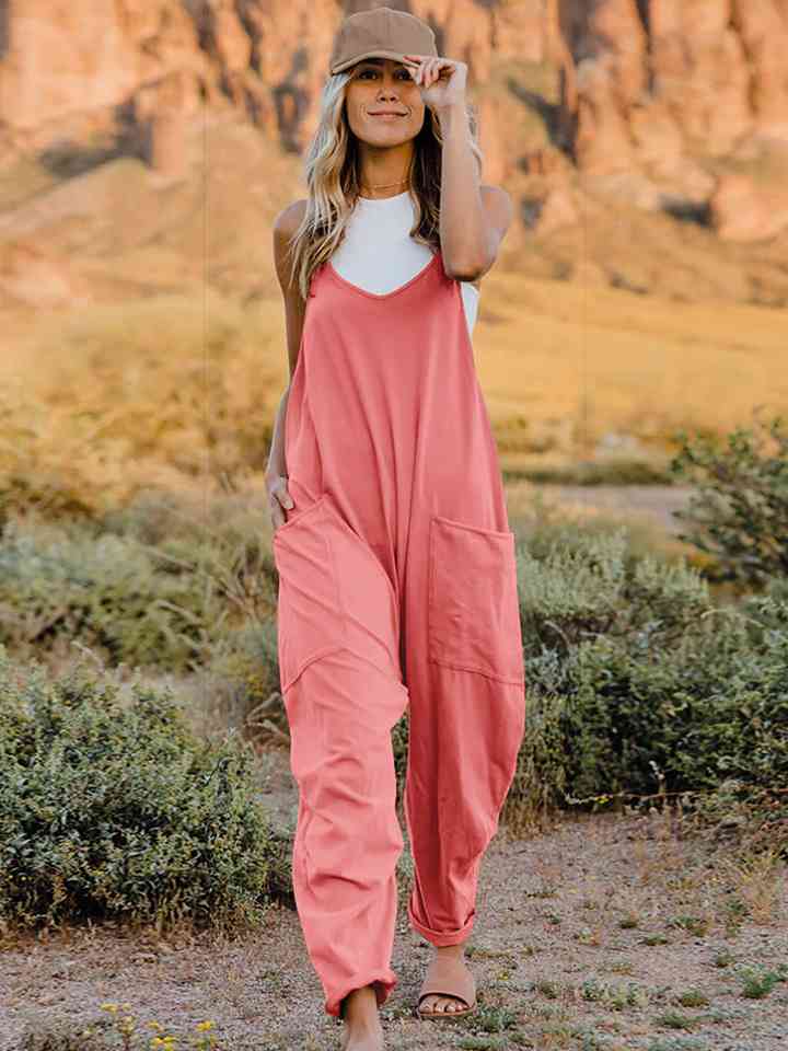 Double Take Full Size Sleeveless V-Neck Pocketed Jumpsuit | Shop Now!